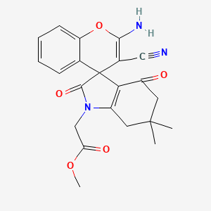 molecular formula C22H21N3O5 B4164760 methyl (2-amino-3-cyano-6',6'-dimethyl-2',4'-dioxo-4',5',6',7'-tetrahydrospiro[chromene-4,3'-indol]-1'(2'H)-yl)acetate 