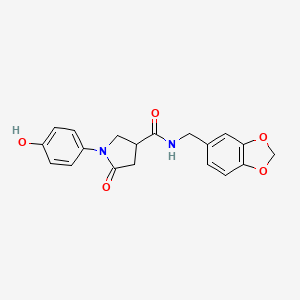 molecular formula C19H18N2O5 B4164766 N-(1,3-benzodioxol-5-ylmethyl)-1-(4-hydroxyphenyl)-5-oxo-3-pyrrolidinecarboxamide 
