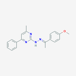 molecular formula C20H20N4O B416478 1-(4-Methoxyphenyl)ethanone (4-methyl-6-phenyl-2-pyrimidinyl)hydrazone 