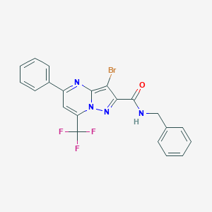 molecular formula C21H14BrF3N4O B416481 N-benzyl-3-bromo-5-phenyl-7-(trifluoromethyl)pyrazolo[1,5-a]pyrimidine-2-carboxamide 