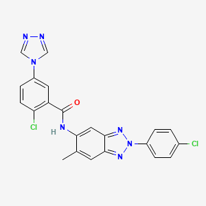 molecular formula C22H15Cl2N7O B4164835 2-chloro-N-[2-(4-chlorophenyl)-6-methyl-2H-1,2,3-benzotriazol-5-yl]-5-(4H-1,2,4-triazol-4-yl)benzamide 
