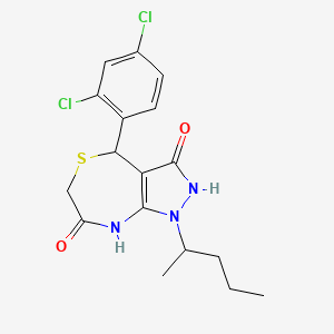 molecular formula C17H19Cl2N3O2S B4164837 4-(2,4-dichlorophenyl)-3-hydroxy-1-(1-methylbutyl)-4,8-dihydro-1H-pyrazolo[3,4-e][1,4]thiazepin-7(6H)-one 