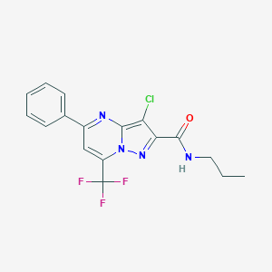 molecular formula C17H14ClF3N4O B416487 3-chloro-5-phenyl-N-propyl-7-(trifluoromethyl)pyrazolo[1,5-a]pyrimidine-2-carboxamide 