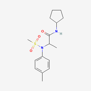 molecular formula C16H24N2O3S B4164880 N~1~-cyclopentyl-N~2~-(4-methylphenyl)-N~2~-(methylsulfonyl)alaninamide 