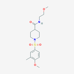 molecular formula C17H26N2O5S B4164943 N-(2-methoxyethyl)-1-[(4-methoxy-3-methylphenyl)sulfonyl]-4-piperidinecarboxamide 