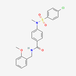 molecular formula C22H21ClN2O4S B4164951 4-[[(4-chlorophenyl)sulfonyl](methyl)amino]-N-(2-methoxybenzyl)benzamide 