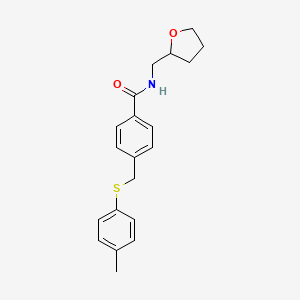 molecular formula C20H23NO2S B4164963 4-{[(4-methylphenyl)thio]methyl}-N-(tetrahydro-2-furanylmethyl)benzamide 