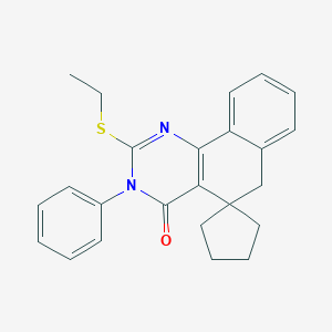 molecular formula C24H24N2OS B416500 2-(Ethylsulfanyl)-4-oxo-3-phenyl-3,4,5,6-tetrahydrobenzo[h]quinazoline-5-spiro-1'-cyclopentane CAS No. 301352-36-3
