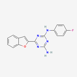 molecular formula C17H12FN5O B4165008 6-(1-benzofuran-2-yl)-N-(4-fluorophenyl)-1,3,5-triazine-2,4-diamine 