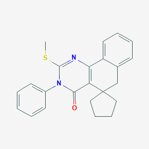 molecular formula C23H22N2OS B416502 2-(methylsulfanyl)-3-phenyl-5,6-dihydro-4(3H)-oxospiro(benzo[h]quinazoline-5,1'-cyclopentane) CAS No. 301352-38-5