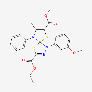 molecular formula C23H23N3O5S2 B4165026 3-ethyl 7-methyl 1-(3-methoxyphenyl)-8-methyl-9-phenyl-4,6-dithia-1,2,9-triazaspiro[4.4]nona-2,7-diene-3,7-dicarboxylate 