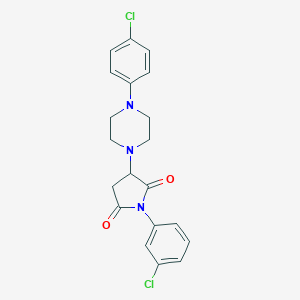molecular formula C20H19Cl2N3O2 B416511 1-(3-Chlorophenyl)-3-[4-(4-chlorophenyl)piperazin-1-yl]pyrrolidine-2,5-dione CAS No. 299408-59-6