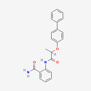 molecular formula C22H20N2O3 B4165123 2-{[2-(4-biphenylyloxy)propanoyl]amino}benzamide 