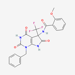 molecular formula C22H17F3N4O5 B4165142 N-[1-benzyl-2,4,6-trioxo-5-(trifluoromethyl)-2,3,4,5,6,7-hexahydro-1H-pyrrolo[2,3-d]pyrimidin-5-yl]-2-methoxybenzamide 