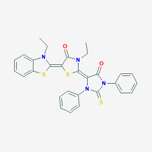 molecular formula C29H24N4O2S3 B416518 3-ethyl-5-(3-ethyl-1,3-benzothiazol-2(3H)-ylidene)-2-(5-oxo-1,3-diphenyl-2-thioxo-4-imidazolidinylidene)-1,3-thiazolidin-4-one 