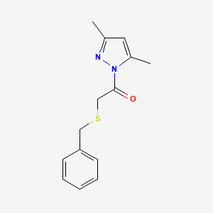 molecular formula C14H16N2OS B4165196 1-[(benzylthio)acetyl]-3,5-dimethyl-1H-pyrazole 