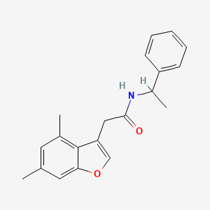 molecular formula C20H21NO2 B4165240 2-(4,6-dimethyl-1-benzofuran-3-yl)-N-(1-phenylethyl)acetamide 