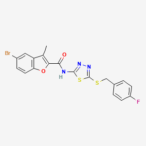 molecular formula C19H13BrFN3O2S2 B4165262 5-bromo-N-{5-[(4-fluorobenzyl)thio]-1,3,4-thiadiazol-2-yl}-3-methyl-1-benzofuran-2-carboxamide 