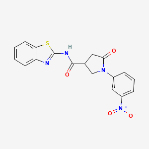 N-1,3-benzothiazol-2-yl-1-(3-nitrophenyl)-5-oxo-3-pyrrolidinecarboxamide
