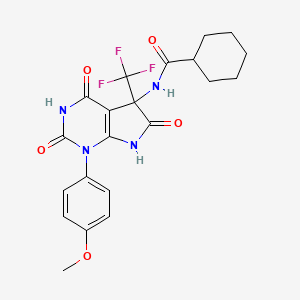 N-[1-(4-methoxyphenyl)-2,4,6-trioxo-5-(trifluoromethyl)-2,3,4,5,6,7-hexahydro-1H-pyrrolo[2,3-d]pyrimidin-5-yl]cyclohexanecarboxamide
