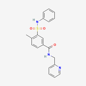 molecular formula C20H19N3O3S B4165305 3-(anilinosulfonyl)-4-methyl-N-(2-pyridinylmethyl)benzamide 