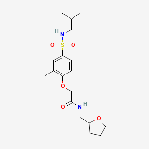 molecular formula C18H28N2O5S B4165338 2-{4-[(isobutylamino)sulfonyl]-2-methylphenoxy}-N-(tetrahydro-2-furanylmethyl)acetamide 