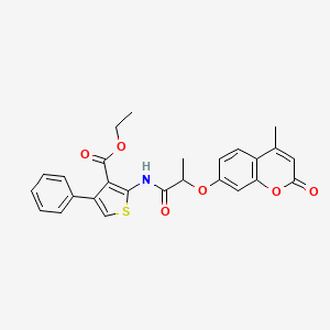 molecular formula C26H23NO6S B4165367 ethyl 2-({2-[(4-methyl-2-oxo-2H-chromen-7-yl)oxy]propanoyl}amino)-4-phenyl-3-thiophenecarboxylate 