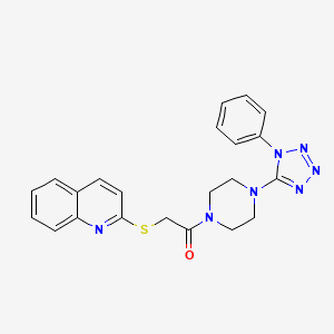 molecular formula C22H21N7OS B4165379 2-({2-oxo-2-[4-(1-phenyl-1H-tetrazol-5-yl)-1-piperazinyl]ethyl}thio)quinoline 