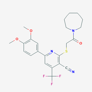 2-{[2-(1-azepanyl)-2-oxoethyl]thio}-6-(3,4-dimethoxyphenyl)-4-(trifluoromethyl)nicotinonitrile