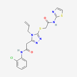 molecular formula C18H17ClN6O2S2 B4165470 2-[(4-allyl-5-{2-[(2-chlorophenyl)amino]-2-oxoethyl}-4H-1,2,4-triazol-3-yl)thio]-N-1,3-thiazol-2-ylacetamide 