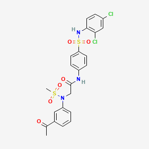 molecular formula C23H21Cl2N3O6S2 B4165478 N~2~-(3-acetylphenyl)-N~1~-(4-{[(2,4-dichlorophenyl)amino]sulfonyl}phenyl)-N~2~-(methylsulfonyl)glycinamide 