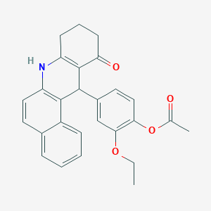 molecular formula C27H25NO4 B4165481 2-ethoxy-4-(11-oxo-7,8,9,10,11,12-hexahydrobenzo[a]acridin-12-yl)phenyl acetate 