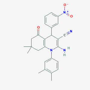 molecular formula C26H26N4O3 B4165486 2-amino-1-(3,4-dimethylphenyl)-7,7-dimethyl-4-(3-nitrophenyl)-5-oxo-1,4,5,6,7,8-hexahydro-3-quinolinecarbonitrile 