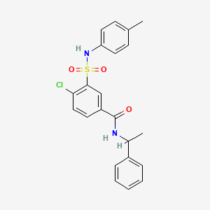 molecular formula C22H21ClN2O3S B4165489 4-chloro-3-[(4-methylphenyl)sulfamoyl]-N-(1-phenylethyl)benzamide 