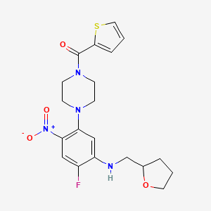 molecular formula C20H23FN4O4S B4165505 2-fluoro-4-nitro-N-(tetrahydro-2-furanylmethyl)-5-[4-(2-thienylcarbonyl)-1-piperazinyl]aniline 