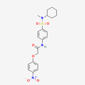 molecular formula C21H25N3O6S B4165509 N-(4-{[cyclohexyl(methyl)amino]sulfonyl}phenyl)-2-(4-nitrophenoxy)acetamide 
