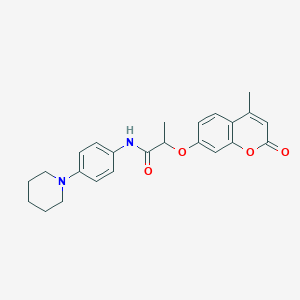 molecular formula C24H26N2O4 B4165518 2-[(4-methyl-2-oxo-2H-chromen-7-yl)oxy]-N-[4-(1-piperidinyl)phenyl]propanamide 