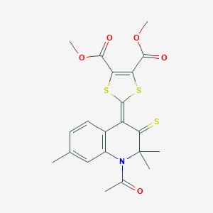 molecular formula C21H21NO5S3 B416552 Dimethyl 2-(1-acetyl-2,2,7-trimethyl-3-sulfanylidenequinolin-4-ylidene)-1,3-dithiole-4,5-dicarboxylate CAS No. 307329-31-3