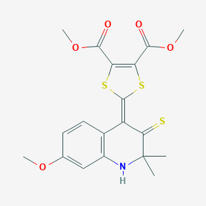 molecular formula C19H19NO5S3 B416556 dimethyl 2-(7-methoxy-2,2-dimethyl-3-thioxo-2,3-dihydroquinolin-4(1H)-ylidene)-1,3-dithiole-4,5-dicarboxylate CAS No. 296272-63-4