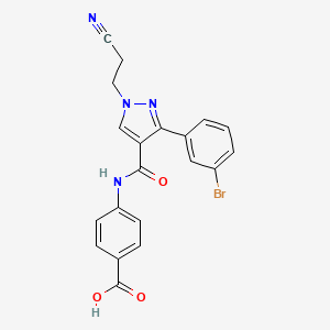 molecular formula C20H15BrN4O3 B4165589 4-({[3-(3-bromophenyl)-1-(2-cyanoethyl)-1H-pyrazol-4-yl]carbonyl}amino)benzoic acid 