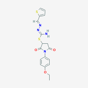 molecular formula C18H18N4O3S2 B416560 1-(4-Ethoxyphenyl)-2,5-dioxo-3-pyrrolidinyl 2-(2-thienylmethylene)hydrazinecarbimidothioate 