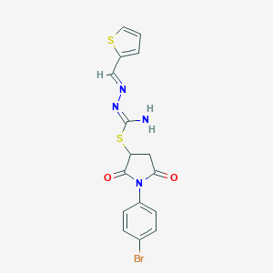 molecular formula C16H13BrN4O2S2 B416561 1-(4-Bromophenyl)-2,5-dioxo-3-pyrrolidinyl 2-(2-thienylmethylene)hydrazinecarbimidothioate 
