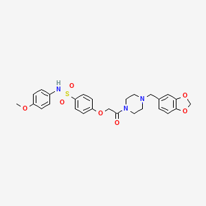 molecular formula C27H29N3O7S B4165613 4-{2-[4-(1,3-benzodioxol-5-ylmethyl)-1-piperazinyl]-2-oxoethoxy}-N-(4-methoxyphenyl)benzenesulfonamide 