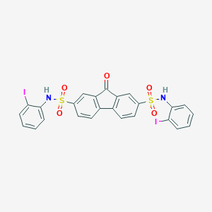 molecular formula C25H16I2N2O5S2 B416562 N,N'-bis(2-iodophenyl)-9-oxo-9H-fluorene-2,7-disulfonamide 