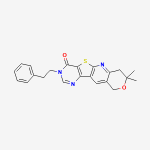 molecular formula C22H21N3O2S B4165640 8,8-dimethyl-3-(2-phenylethyl)-7,10-dihydro-8H-pyrano[3'',4'':5',6']pyrido[3',2':4,5]thieno[3,2-d]pyrimidin-4(3H)-one 