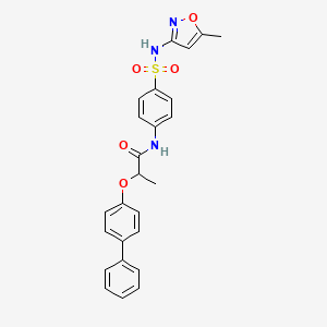 molecular formula C25H23N3O5S B4165646 2-(4-biphenylyloxy)-N-(4-{[(5-methyl-3-isoxazolyl)amino]sulfonyl}phenyl)propanamide 