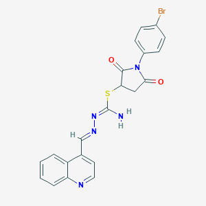 molecular formula C21H16BrN5O2S B416565 2-[1-(4-bromophenyl)-2,5-dioxo-pyrrolidin-3-yl]-1-[(E)-4-quinolylmethyleneamino]isothiourea 