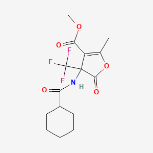 molecular formula C15H18F3NO5 B4165724 methyl 4-[(cyclohexylcarbonyl)amino]-2-methyl-5-oxo-4-(trifluoromethyl)-4,5-dihydro-3-furancarboxylate 