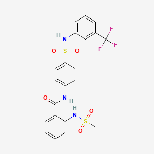 molecular formula C21H18F3N3O5S2 B4165737 2-[(methylsulfonyl)amino]-N-[4-({[3-(trifluoromethyl)phenyl]amino}sulfonyl)phenyl]benzamide 