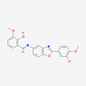 molecular formula C22H17BrN2O4 B416575 2-({[2-(3-Bromo-4-methoxyphenyl)-1,3-benzoxazol-5-yl]imino}methyl)-6-methoxyphenol 
